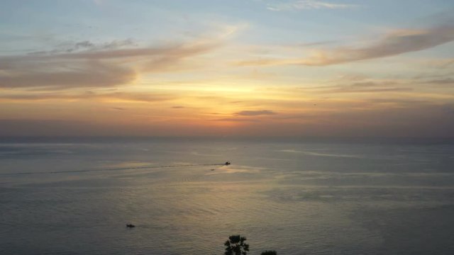 aerial photography sunset at Laem Promthep Cape viewpoint. .Promthep cape viewpoint is the most popular viewpoint in Phuket island.