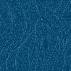 Dark tuquoise seamless waves leaves pattern