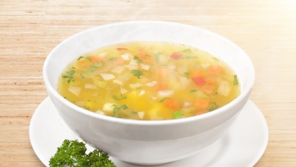 Vegetable soup isolated on a white background