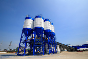 Commercial concrete mixing plant mechanical equipment in a factory