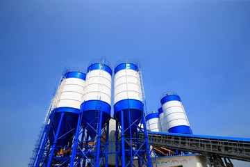 Commercial concrete mixing plant mechanical equipment in a factory © hanmaomin