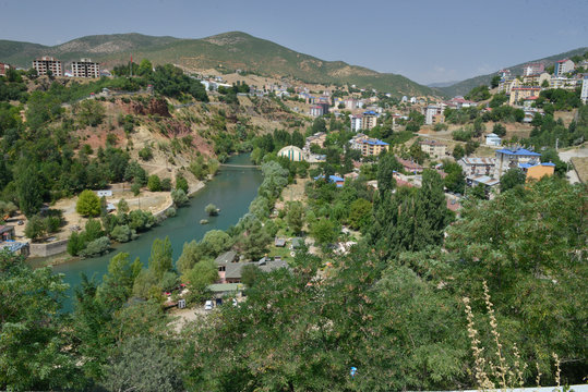 Tunceli city views, a city in Turkey, tunceli city scape, munzur river with tunceli city scape,  
