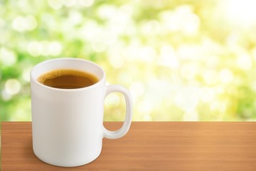 Black coffee in white cup isolated on  background