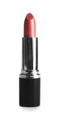 Bright lipstick on white background. Professional makeup product