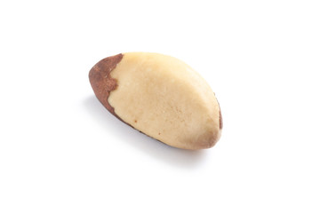 Delicious Brazil nut on white background. Healthy snack