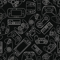 Video game controller gamepad background Gadgets seamless pattern © Darcraft