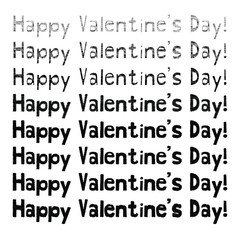 Happy Valentine's Day! scribbled handwritten style text with an ink pen effect with variations vector design set