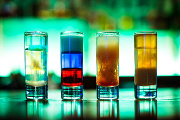 cocktail bar multicolored cocktails in glass glasses