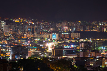 Aerial View of Caracas City at night