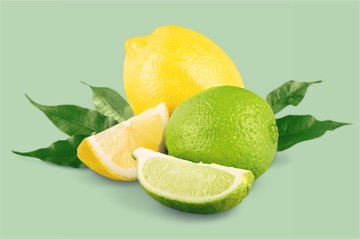 collection of fresh limes and lemons - collage