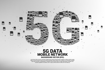 5G from mobile sim card networking. Concept for mobile telecommunication global network.