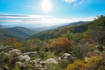 Spain landscape in Autumn from the Albera mountain range, Pyrenees, Catalonia, Alt Emporda