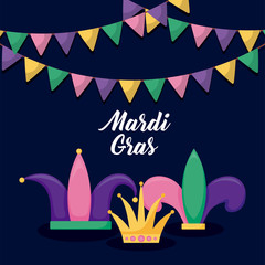 mardi gras card set icons