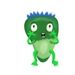 Fototapeta premium Green children's cute monster character. Original digital illustration.