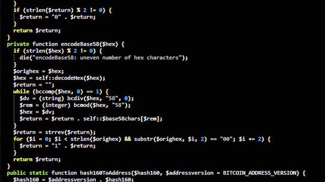 A simple source code text animation from a public domain project. Useful as texture / overlay or inside a computer monitor. Base flat scrolling, colored words on a black background.