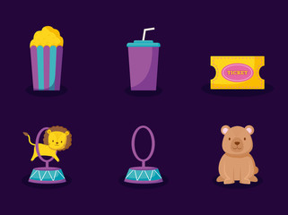 carnival celebration set icons