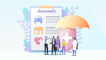 Total Property and Health Insurance Flat Vector
