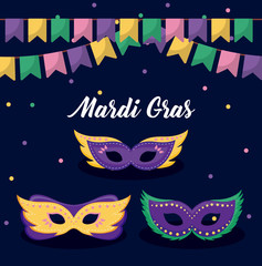 mardi gras card with masks