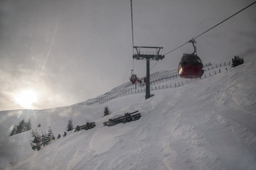 Ski lift booths at a ski resort.