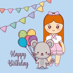 cute mouse happy birthday card