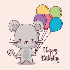 cute mouse happy birthday card