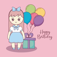 cute little doll happy birthday card