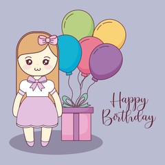 cute little doll happy birthday card