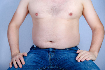 Naklejka premium Shirtless overweight caucasian man