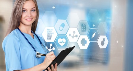 Digital future healthcare innovation abstract background banner