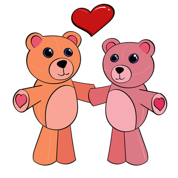 Pink Teddy Bears holding Hands