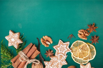 Obraz na płótnie Canvas Homemade Christmas cookies on background