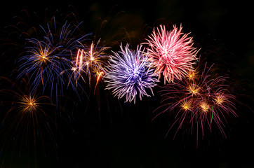 Fireworks celebration and the night sky background.