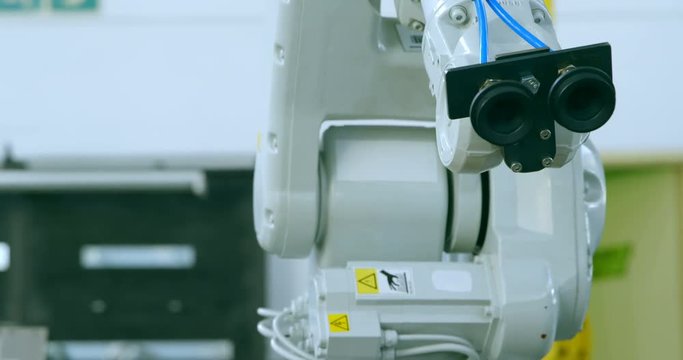 Modern robotic machine in warehouse
