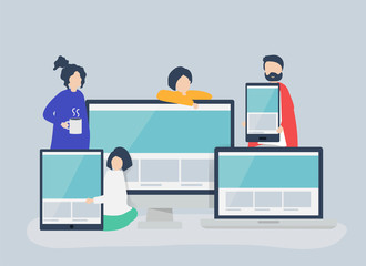 People with web design concept illustration