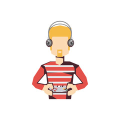 man player video game with control and headphone