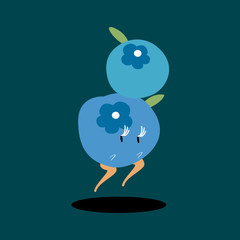 Fresh blueberry cartoon character vector