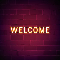 Fototapeta na wymiar Welcome in neon sign vector
