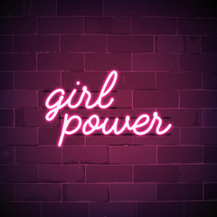 Naklejka na ściany i meble Girl power neon sign vector