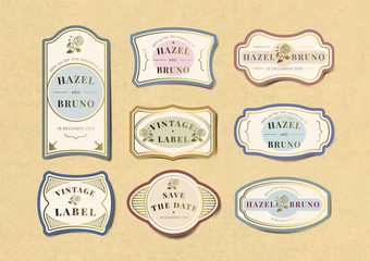 Vintage wedding invitation label vector set