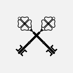 Black vintage crossed key vectors