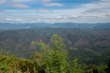 Fototapeta na wymiar View of mountains at Doi Samer Dao, Nan. Thailand