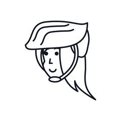head of woman cyclist with helmet security