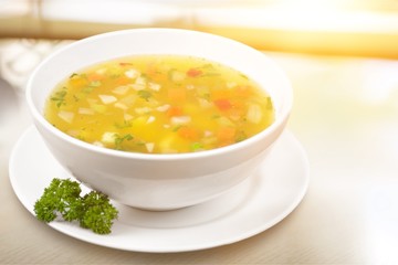 Vegetable soup isolated on background