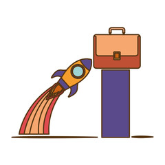 rocket with suitcase isolated icon