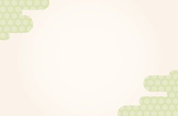 Japanese traditional  hexagonal geometric pattern vector frame background green