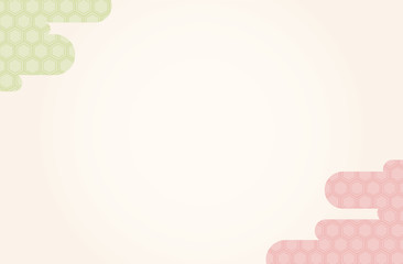 Japanese traditional  hexagonal geometric pattern vector frame background green and pink