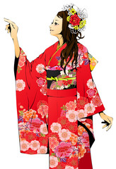 Naklejka premium 振袖
