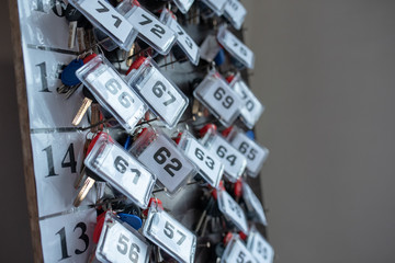 keys in desk numbers at hotel