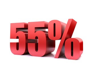 fifty five  percent 55% symbol .3d rendering