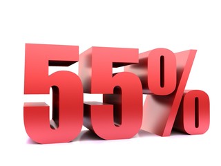 fifty five  percent 55% symbol .3d rendering